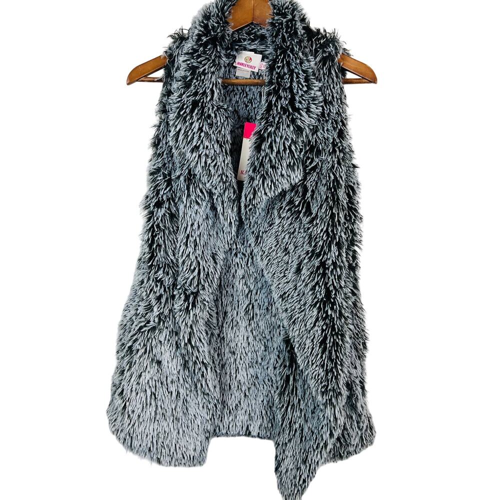 NEW! MarleyLilly Shag Vest Fuzzy Eyelash Style Silver Waterfall - XS